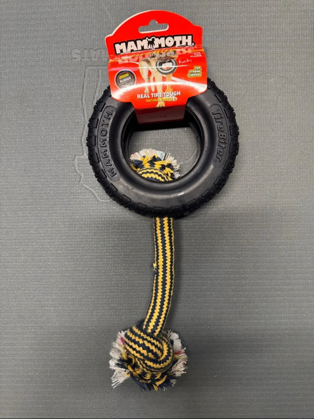 Mammoth Black & Yellow Tire Rope Dog Toy